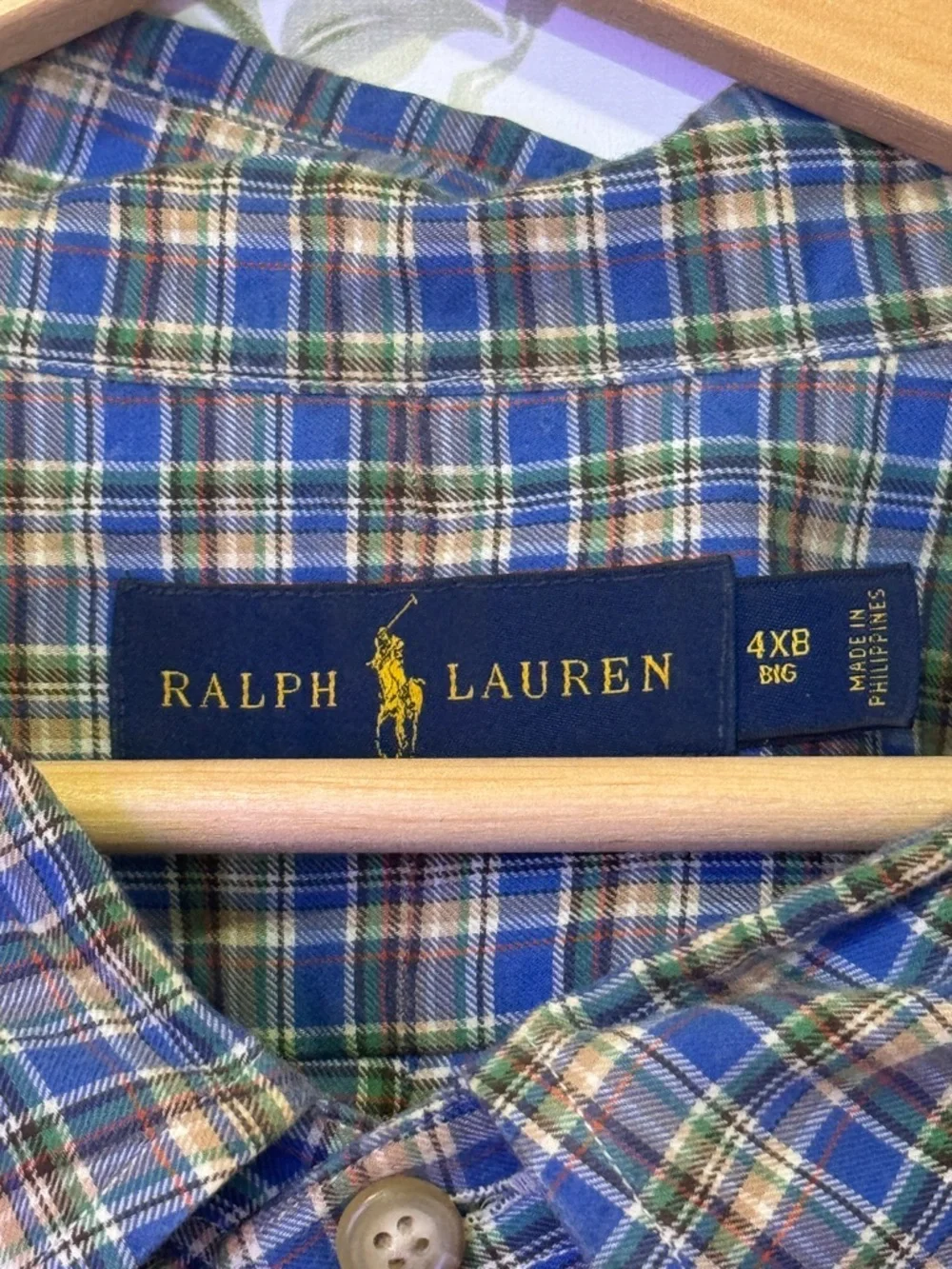 Ralph Lauren Blue and Green Plaid Button-Down Shirt 4XL - Picture 2 of 14